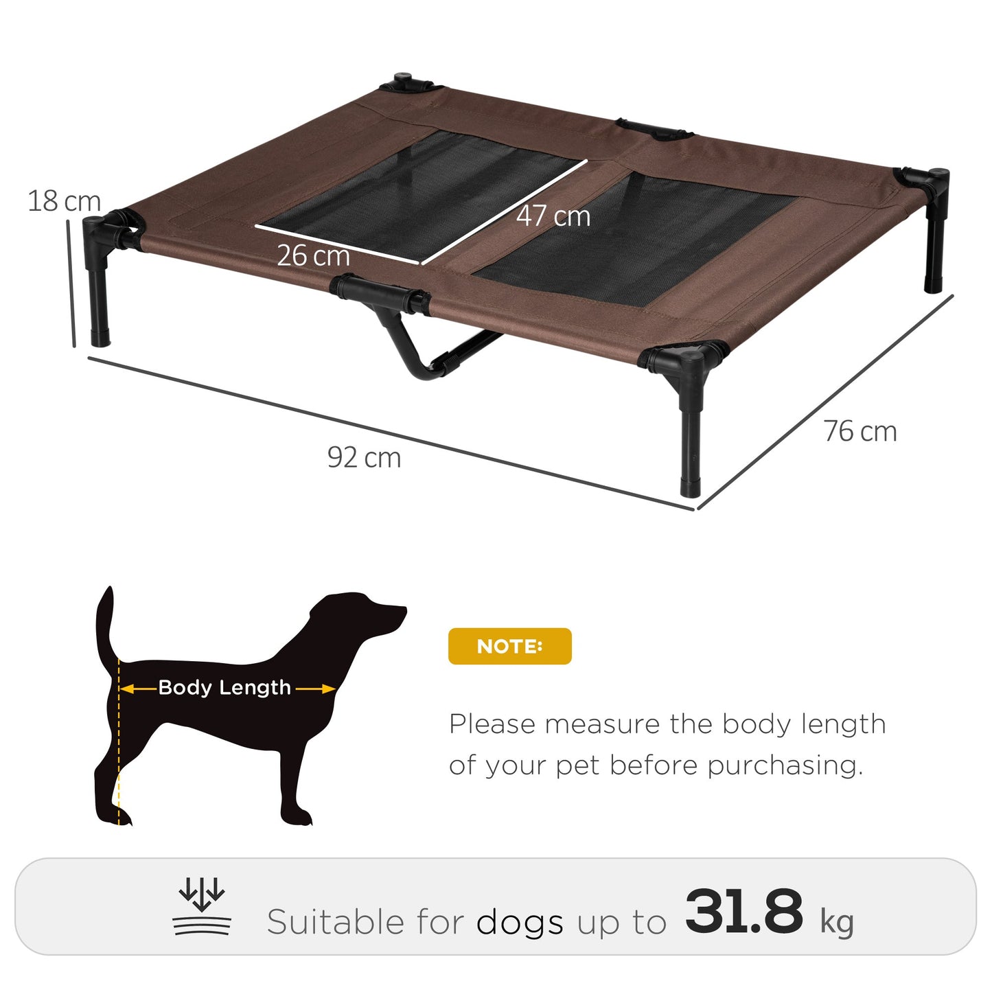 Durable Elevated Dog Bed for Outdoor and Indoor Use - Large