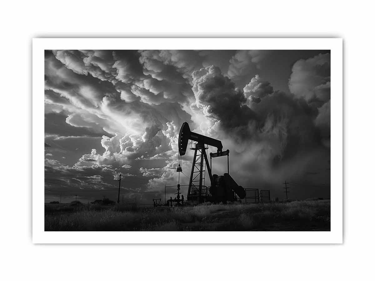 Oil Pump balck & white Photography Canvas Art Print