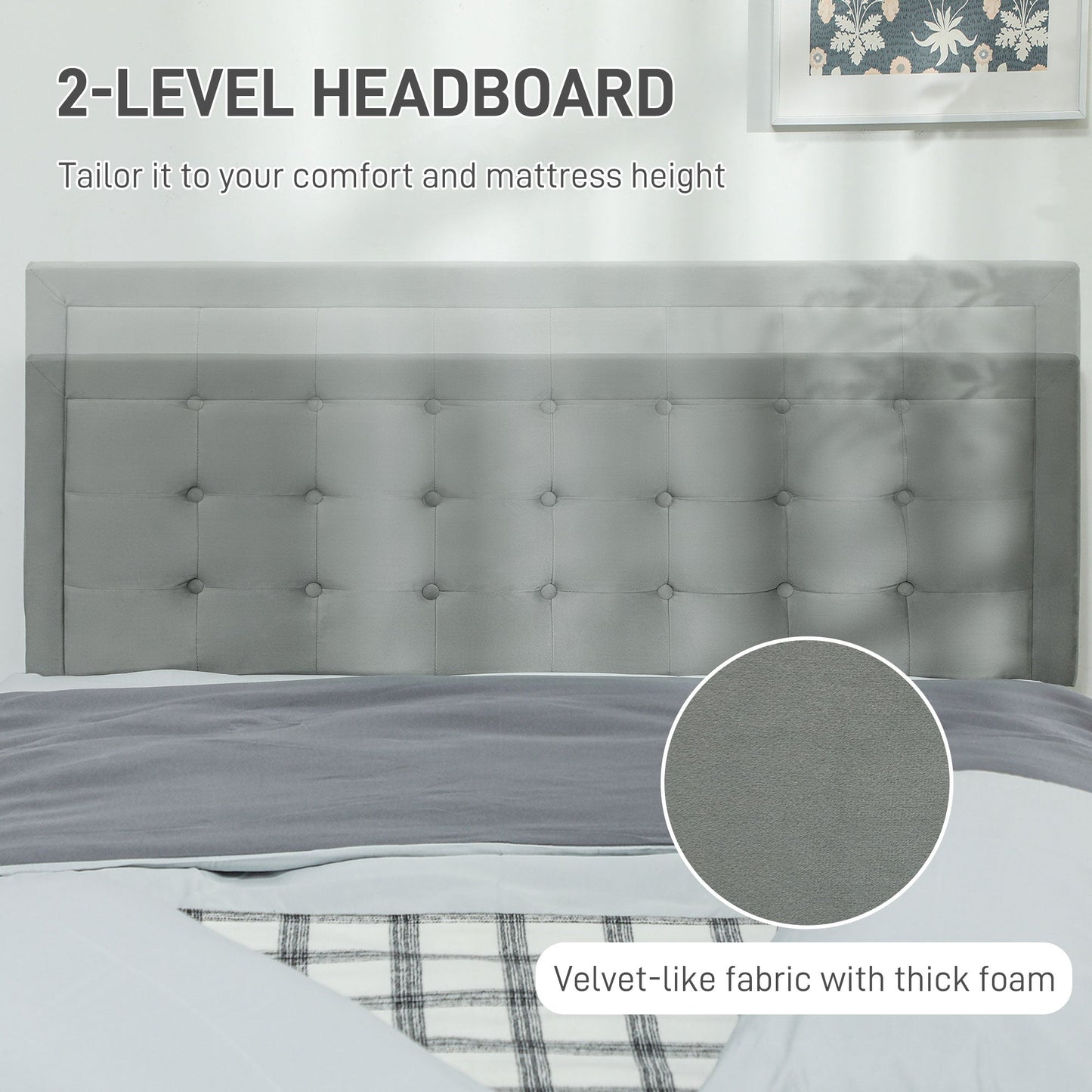 Double Size Ottoman Bed Frame with Front Drawer - Grey