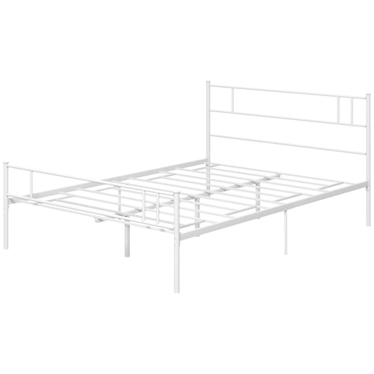 Double Metal Bed Frame with Strong Steel Structure - White