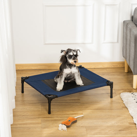 Dog Cat Puppy Pet Elevated Raised Cot Bed Portable Camping Basket โ Blue (Medium)
