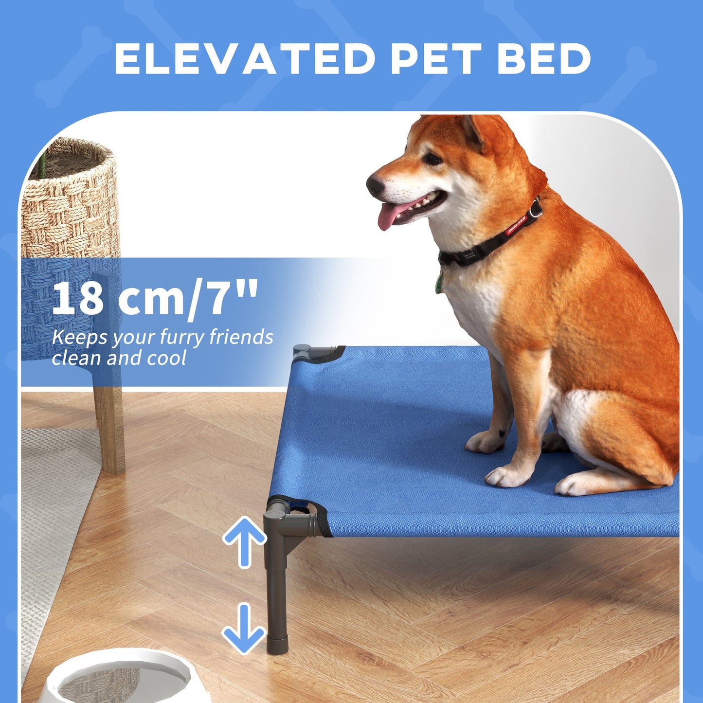 Elevated Portable Dog Bed for Camping and Outdoor Use - Blue