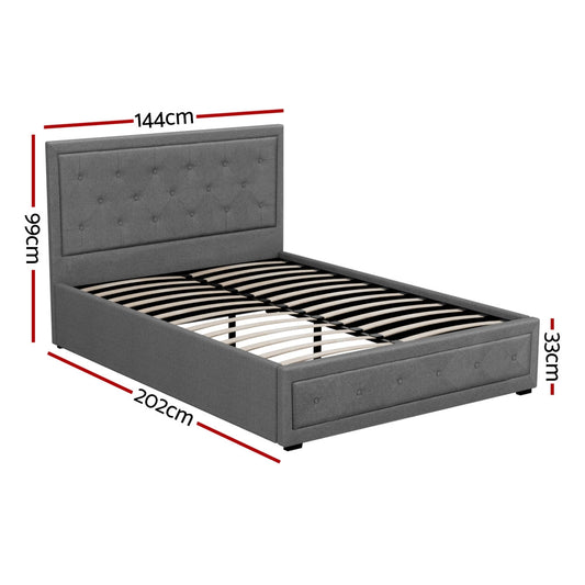 NNEDSZ Artiss Bed Frame Double Size Gas Lift Grey TIYO-1