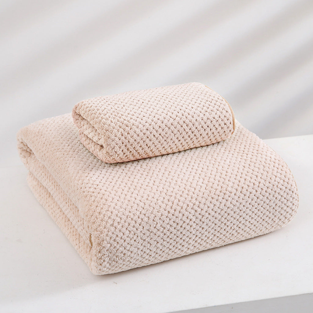 NNEDSZ Light Brown Luxury White Bath Towel and Hand Towel Set - Ultra Soft and Absorbent-0