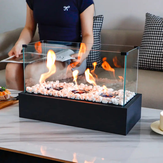Rectangular Large Tabletop Fire Pit 18''L Portable Tabletop Fireplace