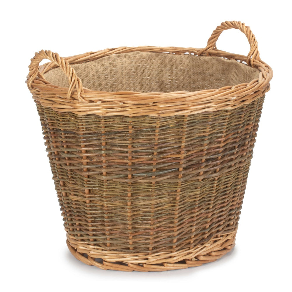 Unpeeled Willow Log Basket with Lining-0