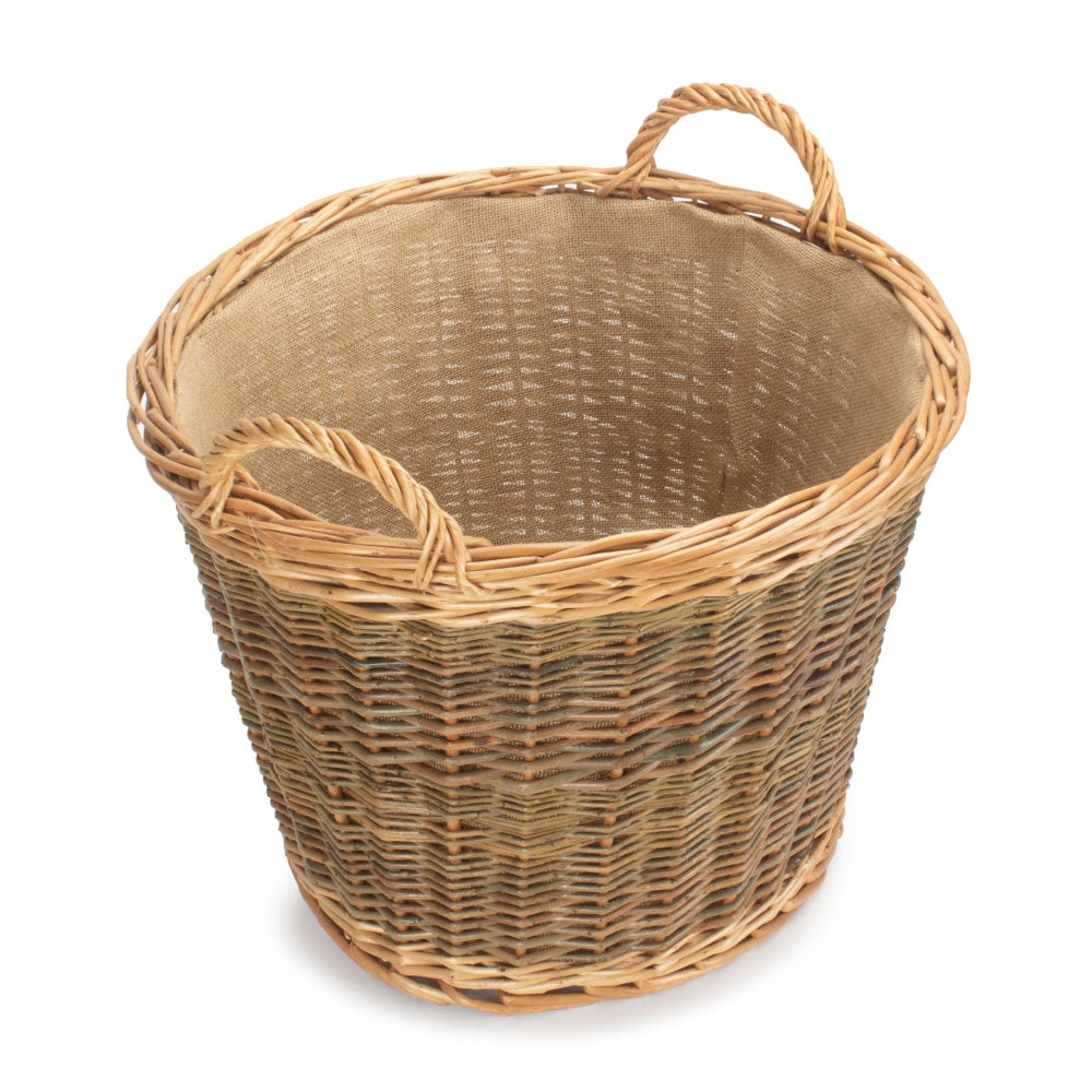 Unpeeled Willow Log Basket with Lining-1