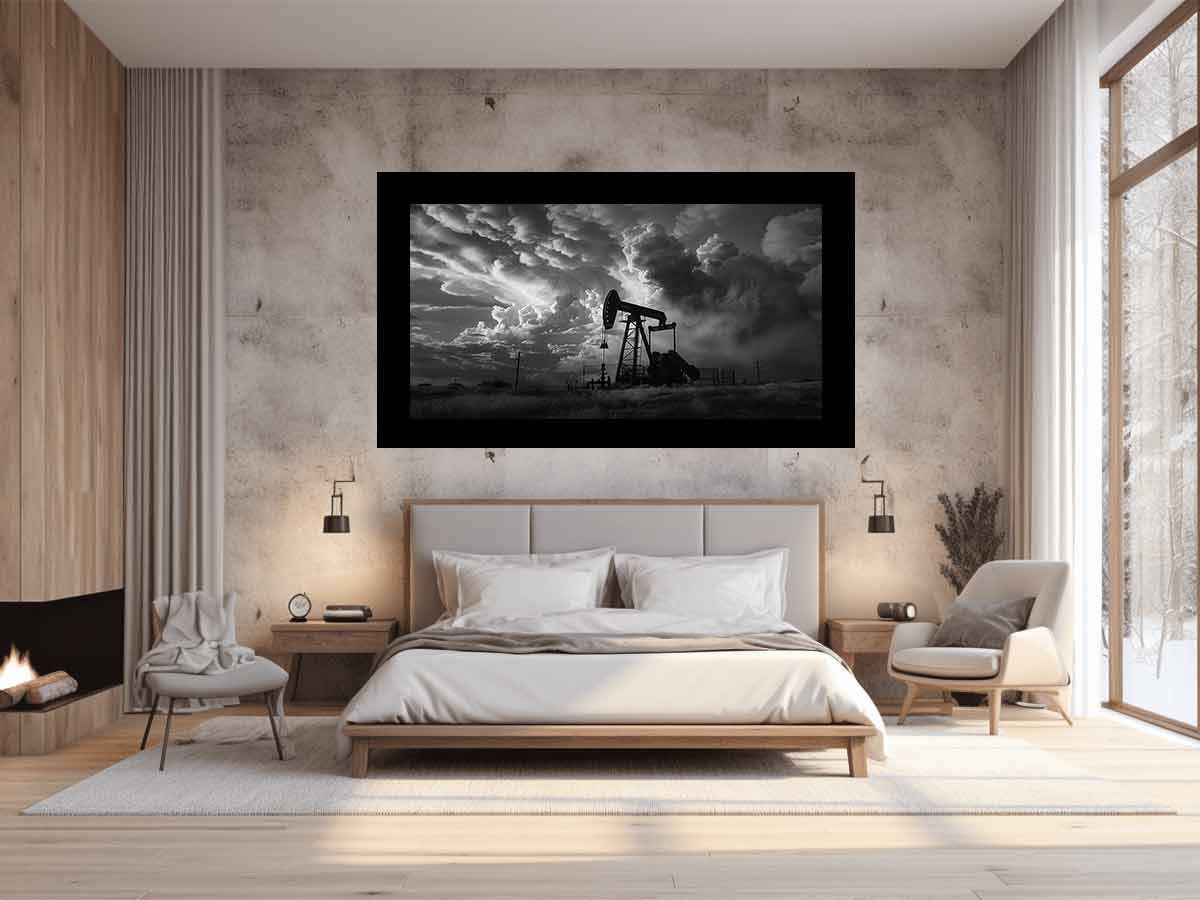 Oil Pump balck & white Photography  Canvas Art Print