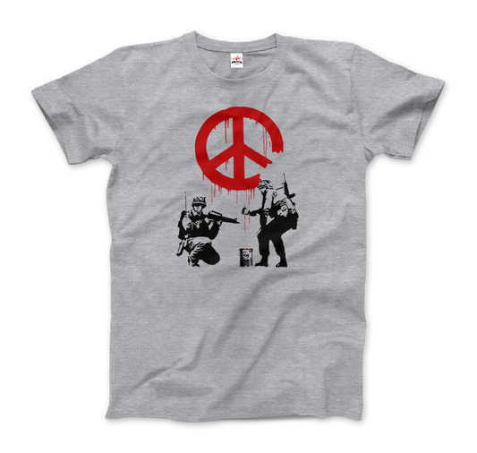 Banksy - Soldiers Painting Peace Symbol 2006 Artwork T-Shirt