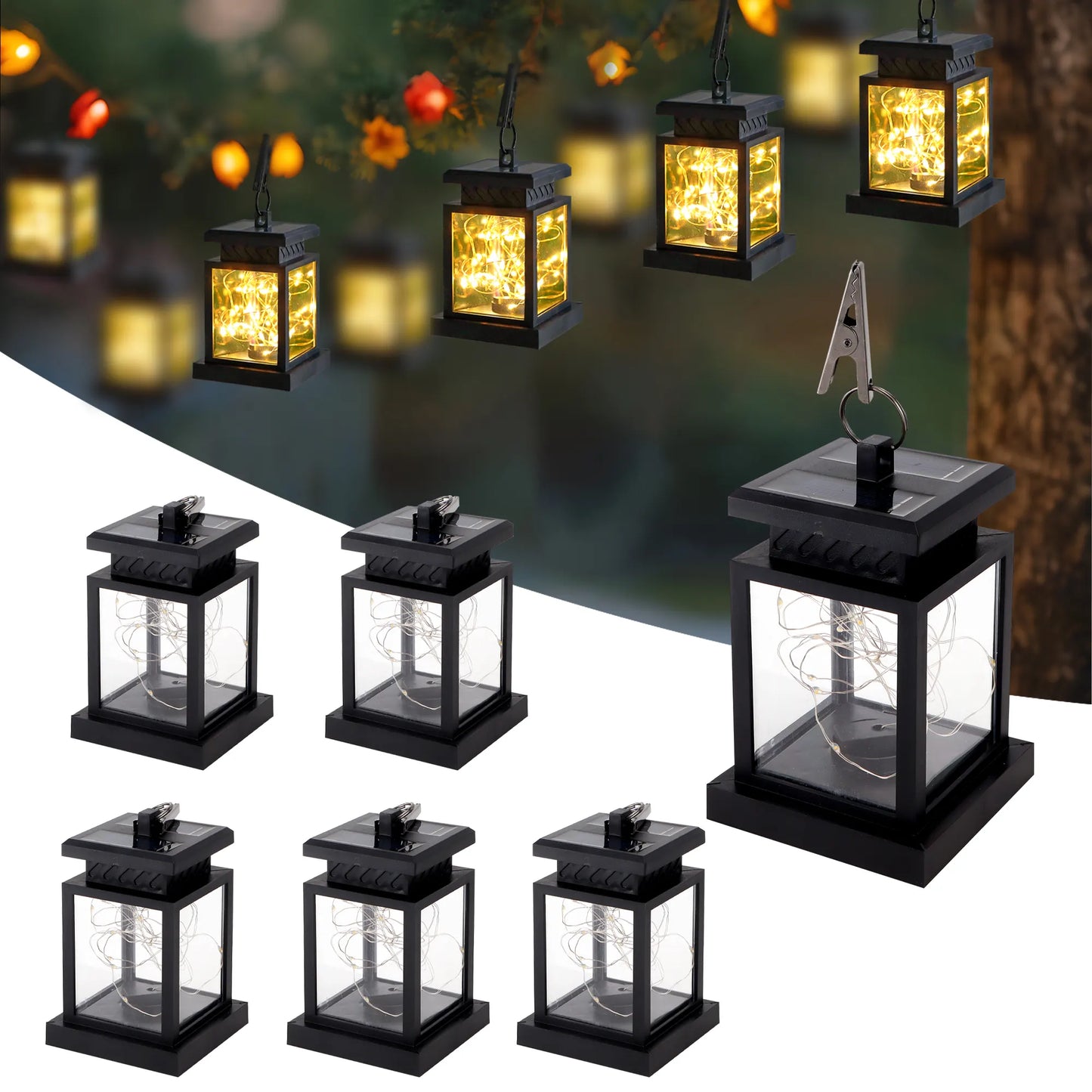 Set of 6 Solar Lantern Lights
