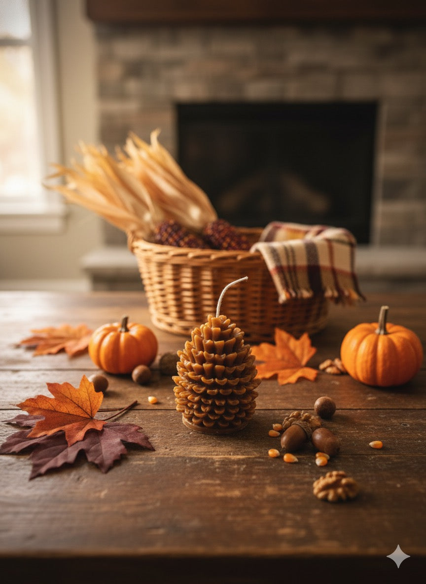 Handmade Pinecone Candle – Rustic Fall Décor