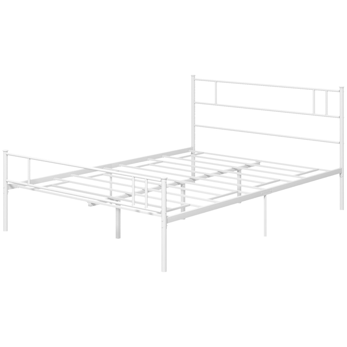 Double Metal Bed Frame with Strong Steel Structure - White