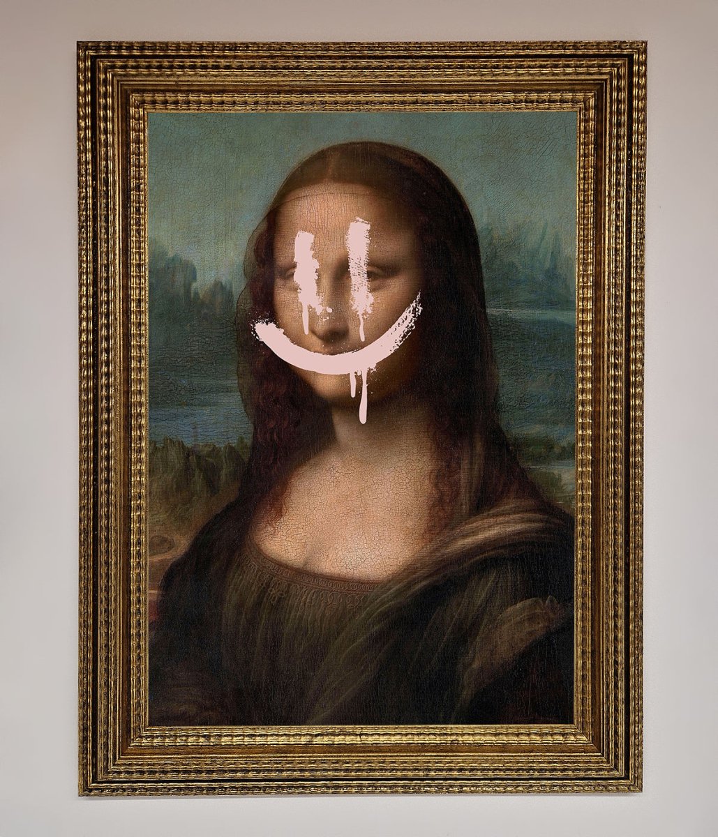 Smiley Mona Framed Poster