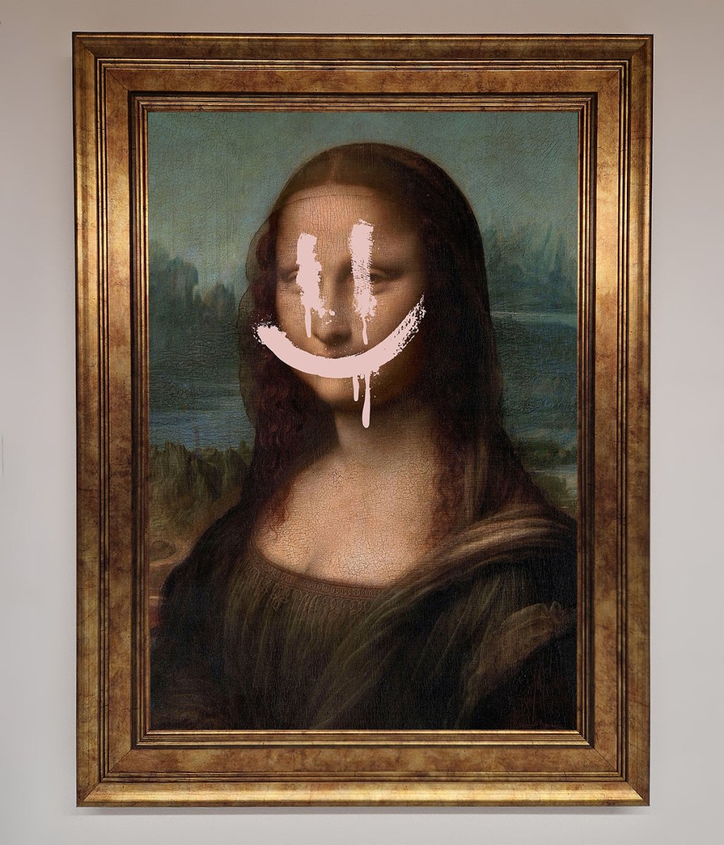 Smiley Mona Framed Poster